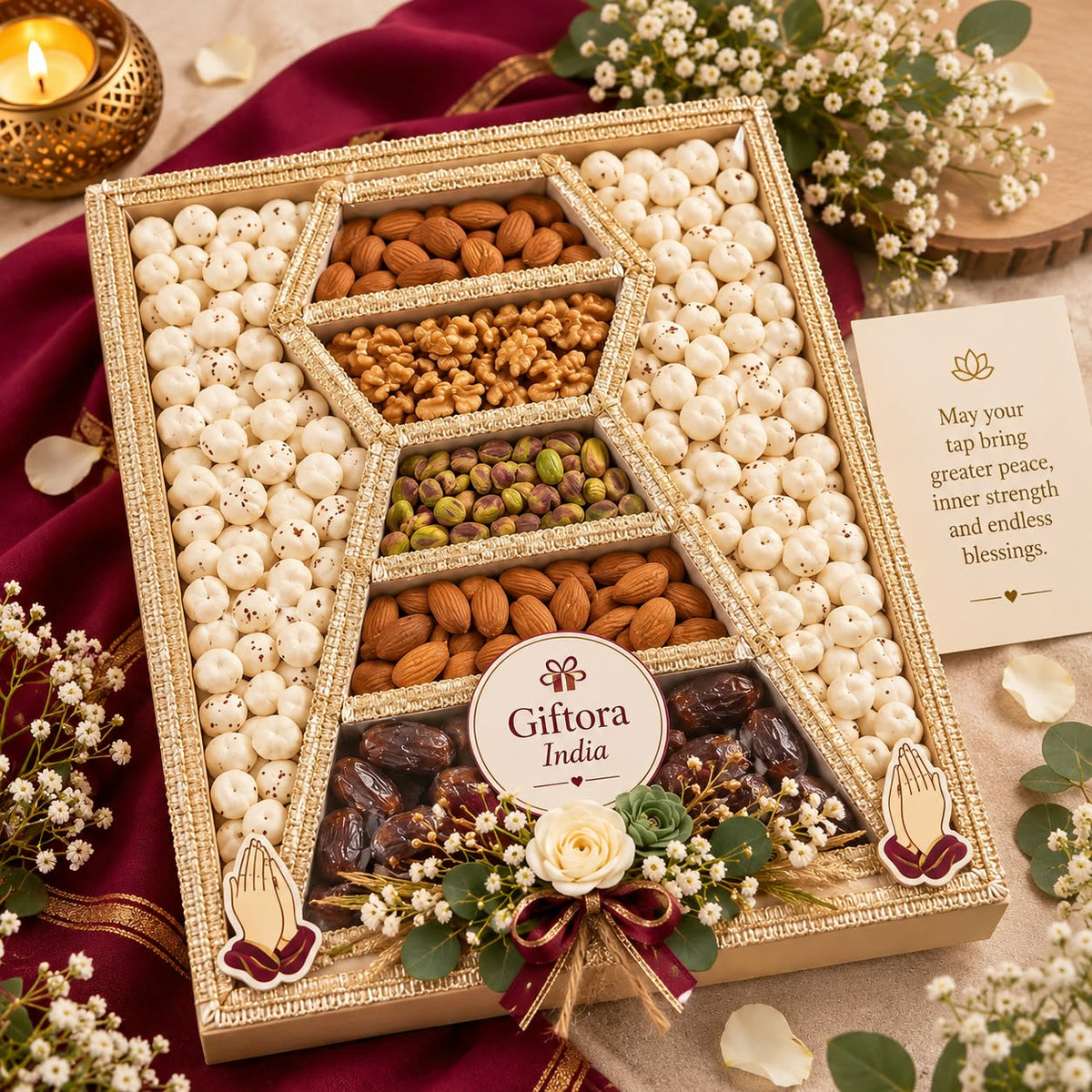 Giftora festive dry fruit tray with assorted nuts