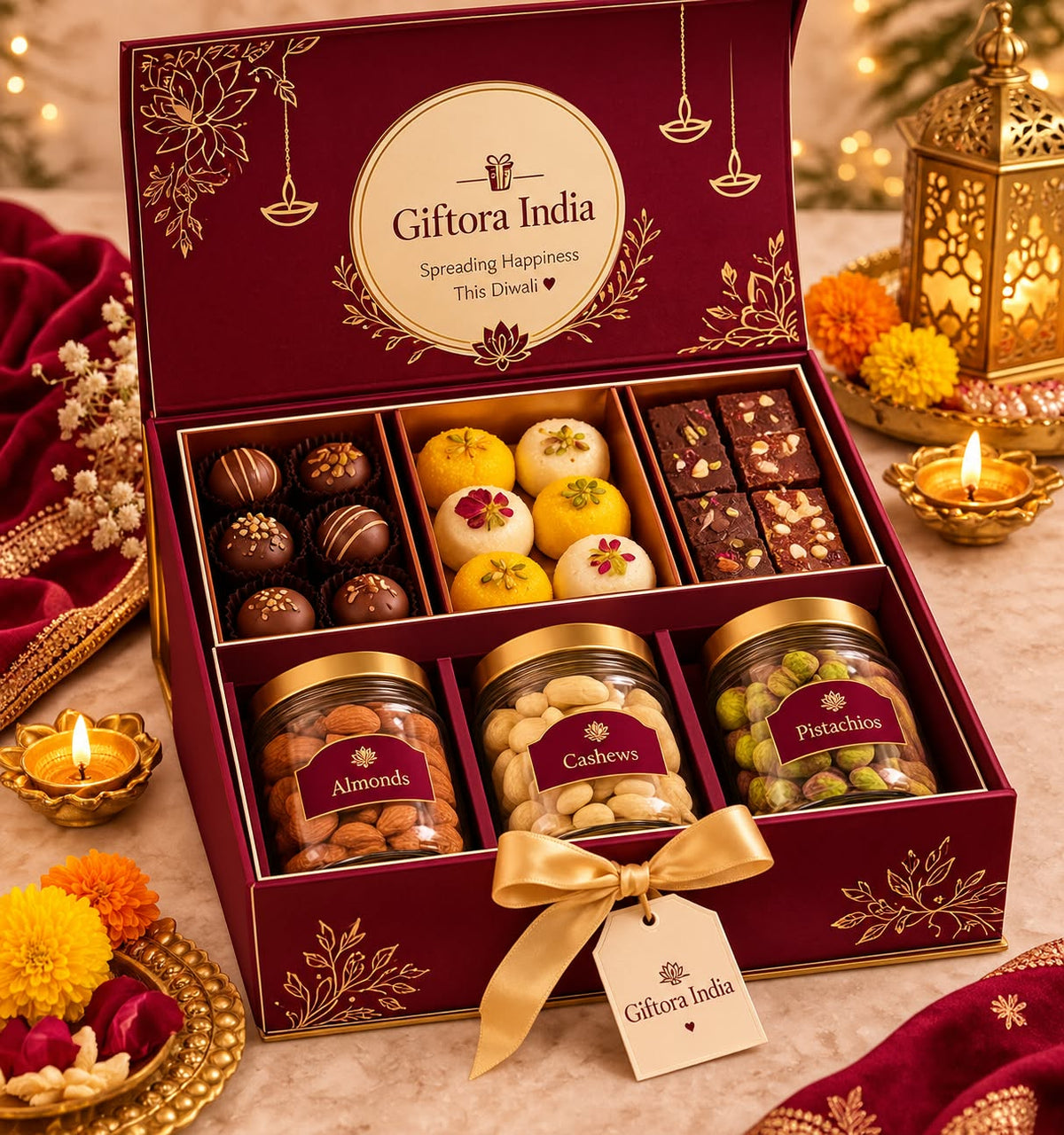 Giftora Diwali Signature Sweets & Dry Fruits Hamper product photo