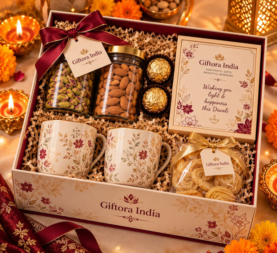 Giftora Diwali Dry Fruit & Tea Light Gift Box product photo