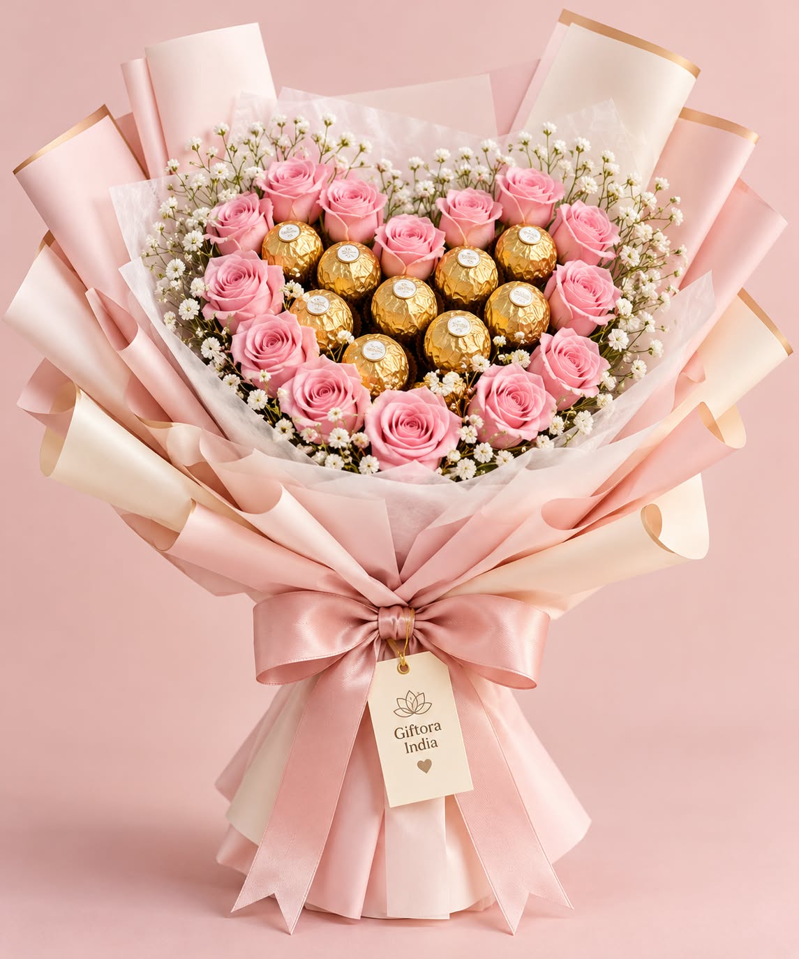 Giftora Pink Rose & Ferrero Bouquet product photo