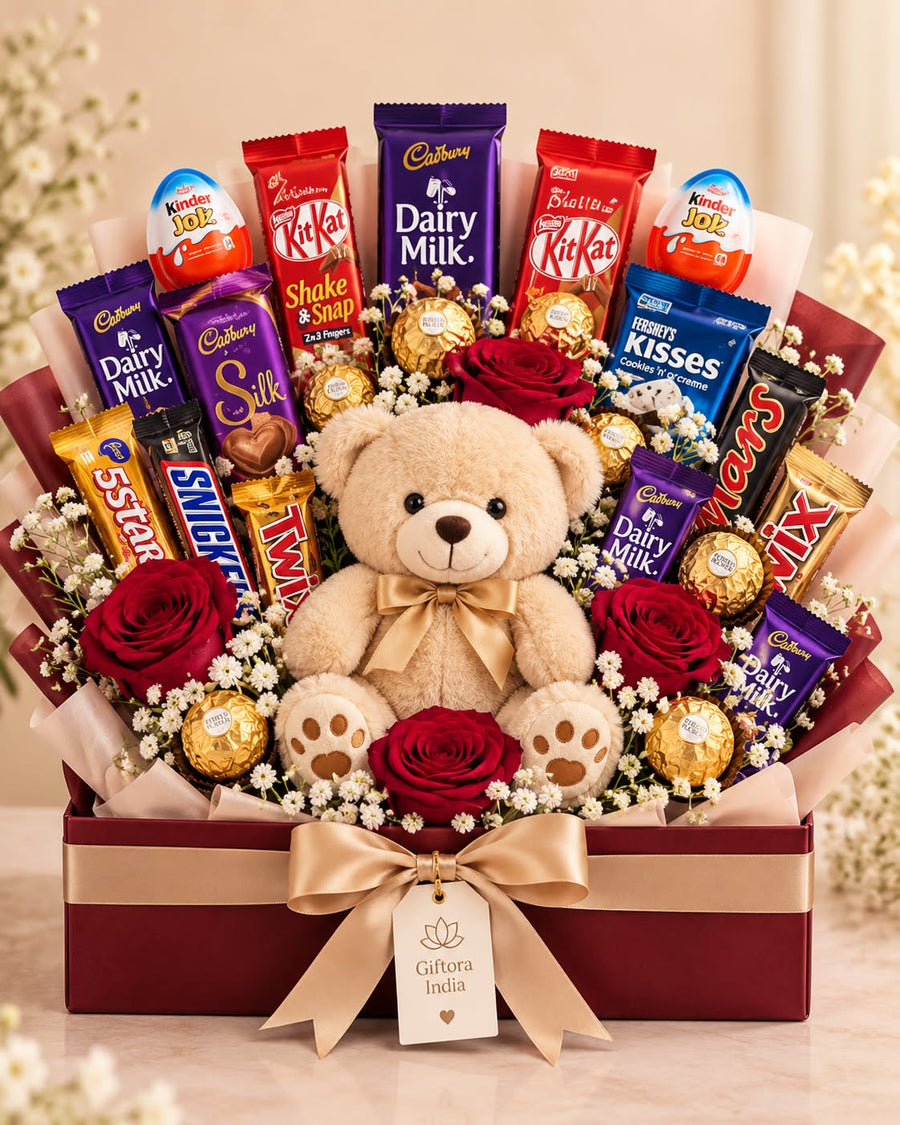 Giftora Teddy & Chocolate Celebration Bouquet product photo